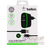 Сетевое зарядное устройство Belkin 2-USB 2,1A (America) с кабелем microUSB Black Original Сетевое зарядное устройство Belkin 2-USB 2,1A (America) с кабелем microUSB Black Original