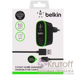 Сетевое зарядное устройство Belkin 2-USB 2,1A (America) с кабелем Lightning Apple Black Original Сетевое зарядное устройство Belkin 2-USB 2,1A (America) с кабелем Lightning Apple Black Original