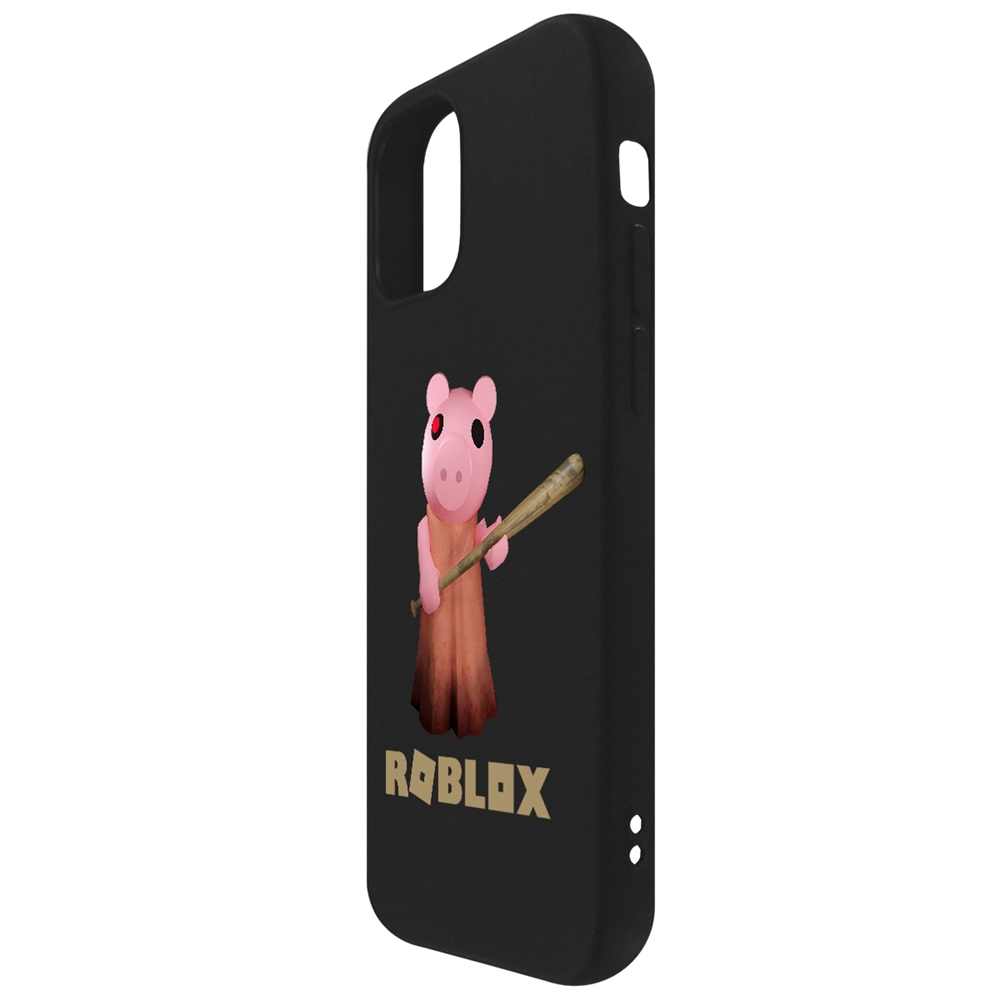 Чехол-накладка Krutoff Soft Case Roblox-Пигги для iPhone 12 mini черный  оптом