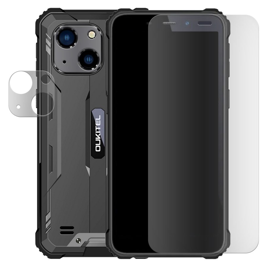 Стекло защитное гибридное МАТОВОЕ Krutoff для Oukitel WP 20 Pro + защита  камеры (2 шт.) оптом