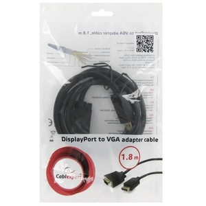 Кабель DisplayPort->VGA Cablexpert CCP-DPM-VGAM-6, 1,8м, 20M/15M, черный, экран, пакет - фото 32348