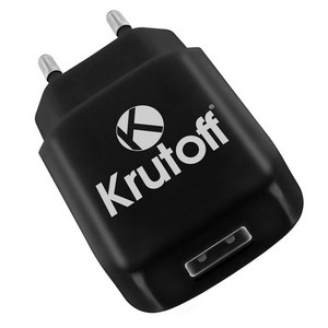СЗУ Krutoff CH-02C 1xUSB, 2.1A + кабель USB Type-C (black) - фото 34194