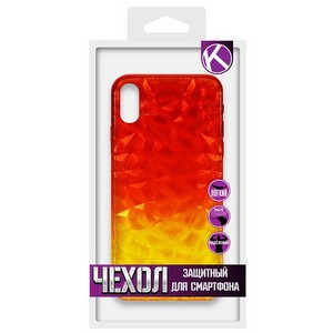Накладка силиконовая Crystal Krutoff для iPhone X/XS (желто-красная) - фото 40156