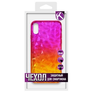 Накладка силиконовая Crystal Krutoff для iPhone X/XS (желто-розовая) - фото 40161