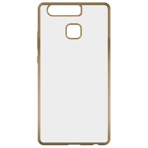 Накладка силиконовая с рамкой Krutoff для Huawei P9 (gold) - фото 56404