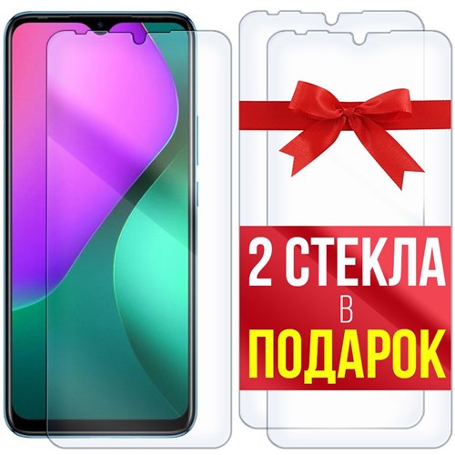 Комплект из 3-x защитных гибридных стекл Krutoff для INFINIX HOT 10 Play - фото 427924