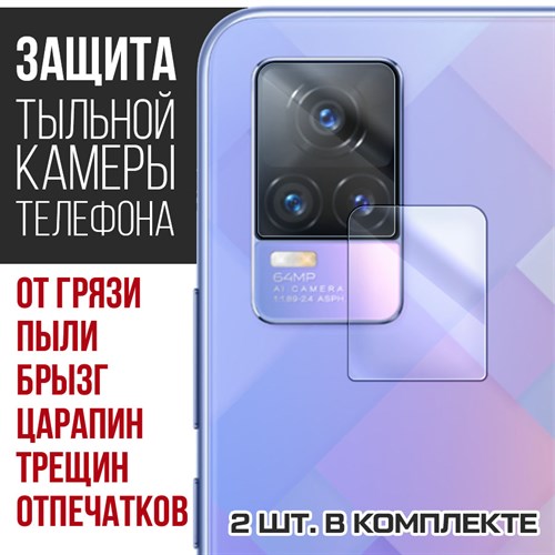 Стекло защитное гибридное Krutoff для камеры Vivo V21e (2 шт.) - фото 456506