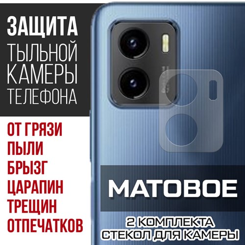 Стекло защитное гибридное МАТОВОЕ Krutoff для камеры Vivo Y15a (2 шт.) - фото 507192
