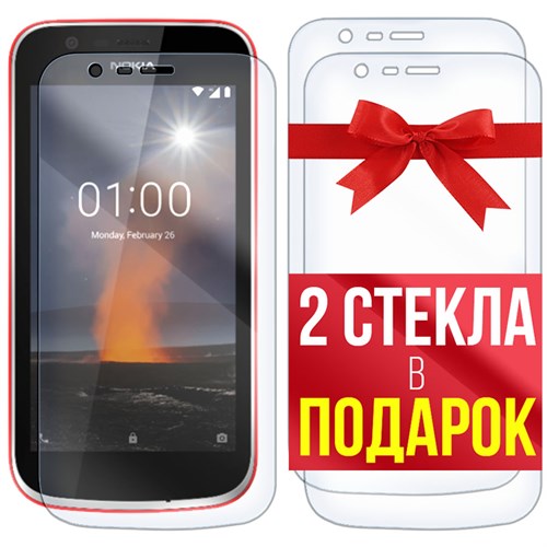 Комплект из 3-x защитных гибридных стекл Krutoff для Nokia 1 - фото 512308