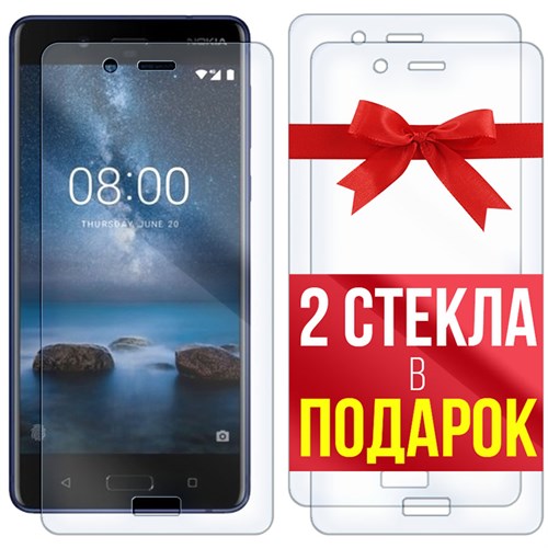 Комплект из 3-x защитных гибридных стекл Krutoff для Nokia 8 - фото 512454