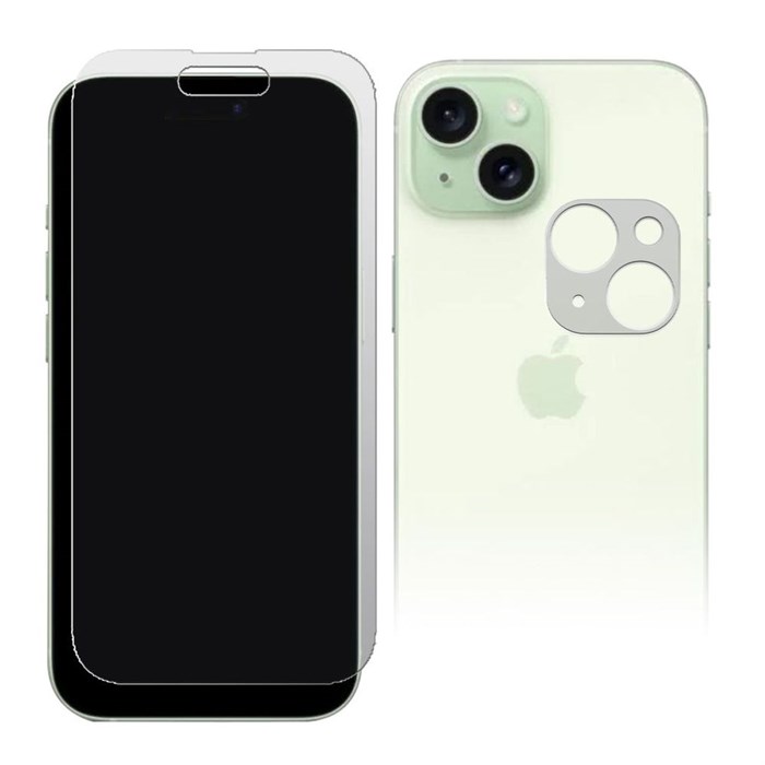 Стекло защитное гибридное МАТОВОЕ Krutoff для iPhone 15 + защита камеры (2шт.) - фото 965507
