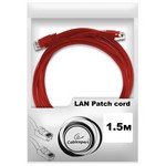 Патч-корд UTP Cablexpert PP12-1.5M/R кат.5e, 1.5м, литой, многожильный (красный) Патч-корд UTP Cablexpert PP12-1.5M/R кат.5e, 1.5м, литой, многожильный (красный)