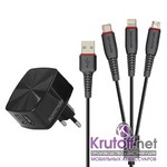 СЗУ Promate FlexCharge 2хUSB 2.4A + кабель 3 в 1 Lightning+Type-C+Micro (1,2m) black СЗУ Promate FlexCharge 2хUSB 2.4A + кабель 3 в 1 Lightning+Type-C+Micro (1,2m) black