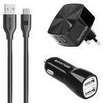 Promate uniCharger СЗУ 2xUSB port, 2.4A + АЗУ 2xUSB port, 3.1A + кабель Type-C (black) Promate uniCharger СЗУ 2xUSB port, 2.4A + АЗУ 2xUSB port, 3.1A + кабель Type-C (black)