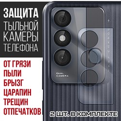 Стекло защитное гибридное Krutoff для камеры  ITEL Vision 3 Plus (2 шт.)