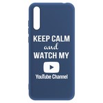 Чехол-накладка Krutoff Silicone Case YouTube для Huawei Y8p/ Honor 30i синий Чехол-накладка Krutoff Silicone Case YouTube для Huawei Y8p/ Honor 30i синий