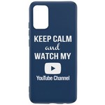 Чехол-накладка Krutoff Silicone Case YouTube для Samsung Galaxy A02s (A025) синий Чехол-накладка Krutoff Silicone Case YouTube для Samsung Galaxy A02s (A025) синий