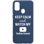 Чехол-накладка Krutoff Silicone Case YouTube для Samsung Galaxy M21 (M215) синий Чехол-накладка Krutoff Silicone Case YouTube для Samsung Galaxy M21 (M215) синий