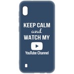 Чехол-накладка Krutoff Silicone Case YouTube для Samsung Galaxy A10 (A105) синий Чехол-накладка Krutoff Silicone Case YouTube для Samsung Galaxy A10 (A105) синий