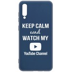 Чехол-накладка Krutoff Silicone Case YouTube для Samsung Galaxy A70 (A705) синий Чехол-накладка Krutoff Silicone Case YouTube для Samsung Galaxy A70 (A705) синий