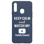Чехол-накладка Krutoff Silicone Case YouTube для Samsung Galaxy A20s (A207) синий Чехол-накладка Krutoff Silicone Case YouTube для Samsung Galaxy A20s (A207) синий
