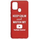 Чехол-накладка Krutoff Silicone Case YouTube для Samsung Galaxy A21s (A217) красный Чехол-накладка Krutoff Silicone Case YouTube для Samsung Galaxy A21s (A217) красный