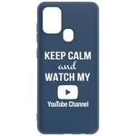 Чехол-накладка Krutoff Silicone Case YouTube для Samsung Galaxy A21s (A217) синий Чехол-накладка Krutoff Silicone Case YouTube для Samsung Galaxy A21s (A217) синий