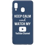 Чехол-накладка Krutoff Silicone Case YouTube для Samsung Galaxy A40 (A405) синий Чехол-накладка Krutoff Silicone Case YouTube для Samsung Galaxy A40 (A405) синий