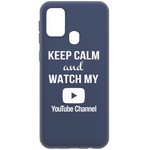 Чехол-накладка Krutoff Silicone Case YouTube для Samsung Galaxy M31 (M315) синий Чехол-накладка Krutoff Silicone Case YouTube для Samsung Galaxy M31 (M315) синий
