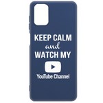 Чехол-накладка Krutoff Silicone Case YouTube для Samsung Galaxy M51 (M515) синий Чехол-накладка Krutoff Silicone Case YouTube для Samsung Galaxy M51 (M515) синий