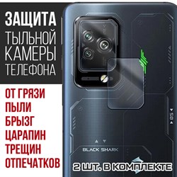Стекло защитное гибридное Krutoff для камеры Xiaomi Black Shark 5 Pro (2 шт.)