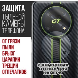 Стекло защитное гибридное Krutoff для камеры Honor X40 GT (2 шт.)