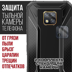 Стекло защитное гибридное Krutoff для камеры Doogee S95 Pro (2 шт.)