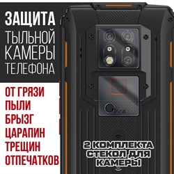 Стекло защитное гибридное Krutoff для камеры Oukitel WP7 (2 шт.)