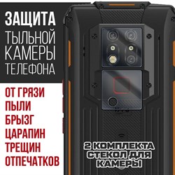 Стекло защитное гибридное Krutoff для камеры Oukitel WP7 Lite (2 шт.)