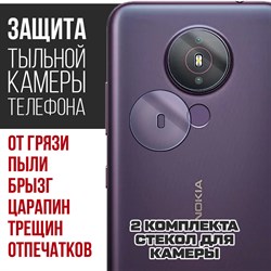 Стекло защитное гибридное Krutoff для камеры Nokia 1.4 (2 шт.)