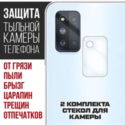 Стекло защитное гибридное Krutoff для камеры Samsung Galaxy F52 (2 шт.)