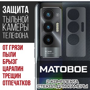 Стекло защитное гибридное МАТОВОЕ Krutoff для камеры Tecno Pova 5G (2 шт.)