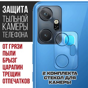 Стекло защитное гибридное Krutoff для камеры INFINIX Smart 6 Plus (2 шт.)