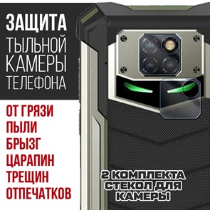 Стекло защитное гибридное Krutoff для камеры Doogee S88 Plus (2 шт.)