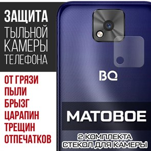 Стекло защитное гибридное МАТОВОЕ Krutoff для камеры BQ 5533G Fresh (2 шт.)