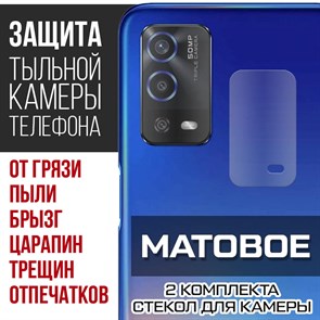 Стекло защитное гибридное МАТОВОЕ Krutoff для камеры Oppo A55 (2 шт.)