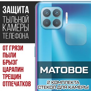Стекло защитное гибридное МАТОВОЕ Krutoff для камеры Oppo Reno 4 Lite (2 шт.)