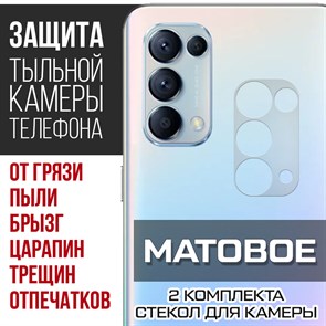 Стекло защитное гибридное МАТОВОЕ Krutoff для камеры Oppo Reno 5 (2 шт.)