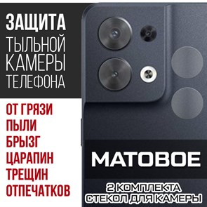 Стекло защитное гибридное МАТОВОЕ Krutoff для камеры Oppo Reno 8 (2 шт.)