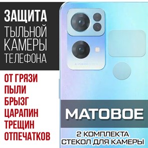 Стекло защитное гибридное МАТОВОЕ Krutoff для камеры Oppo Reno 7 Pro 5G (2 шт.)