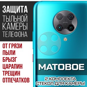 Стекло защитное гибридное МАТОВОЕ Krutoff для камеры Xiaomi Poco F2 Pro (2 шт.)