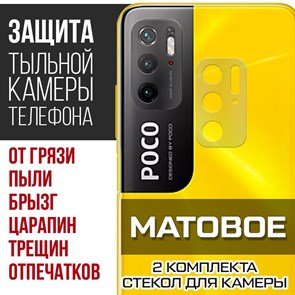 Стекло защитное гибридное МАТОВОЕ Krutoff для камеры Xiaomi Poco M3 Pro (2 шт.)