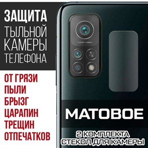 Стекло защитное гибридное МАТОВОЕ Krutoff для камеры Xiaomi Mi 10T (2 шт.)
