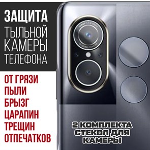 Стекло защитное гибридное Krutoff для камеры Wiko 5G (2 шт.)